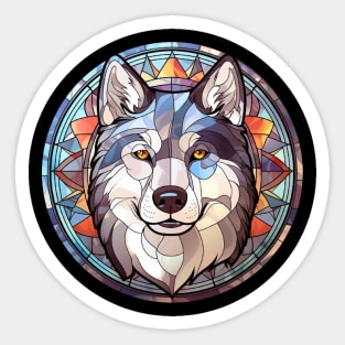 Stained Glass Siberian Husky Sticker